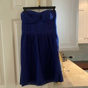 Dark blue strapless dress